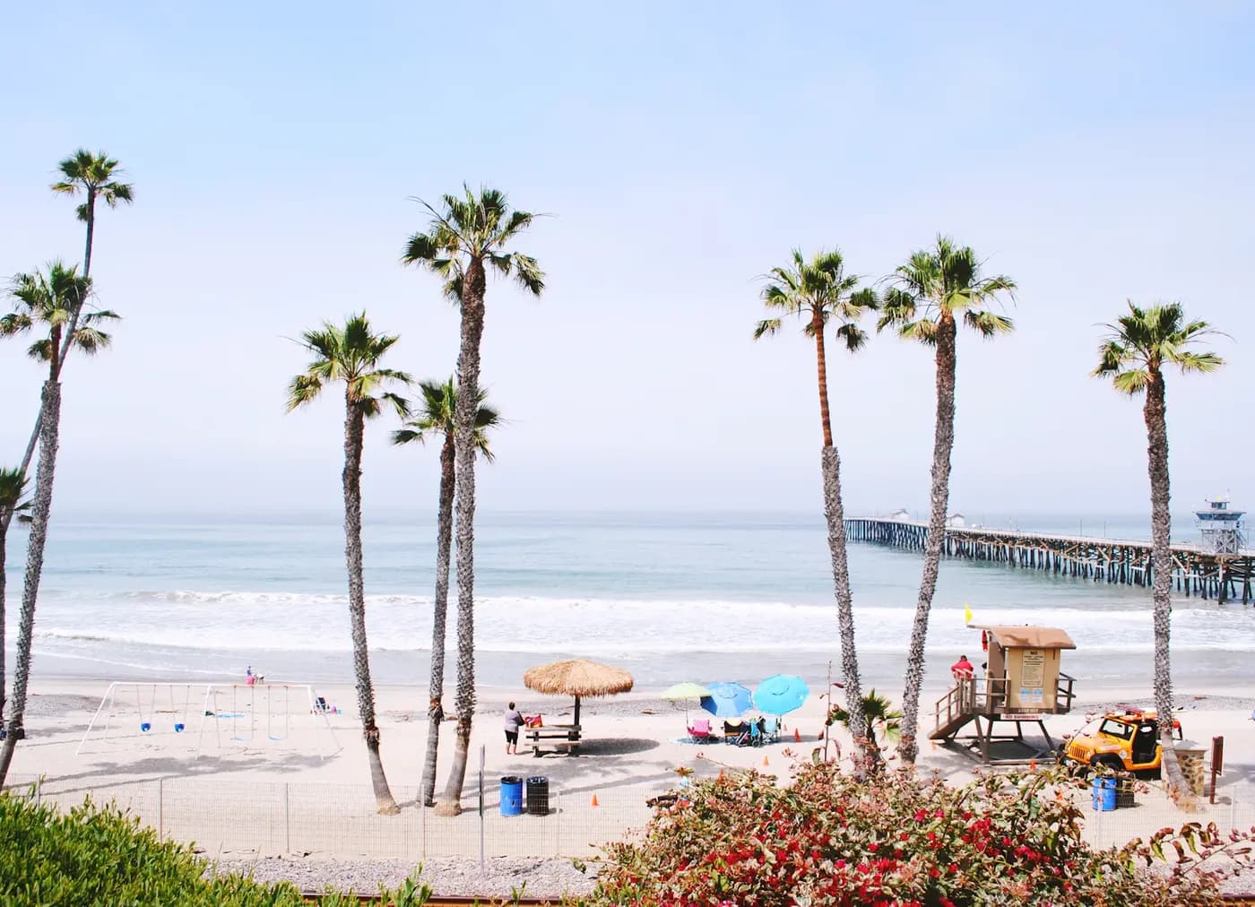 The San Clemente pier and beach in Southern California